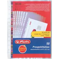 Herlitz Pochettes perforées Premium, A4, polypropylèn lisse, n'altère pas les documents, 50 p.