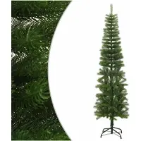 vidaXL Sapin de Noël artificiel mince avec support 210 cm PE