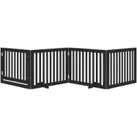 vidaXL Porte pour chien 4 pièces avec porte Pliable Noir 320 cm Bois de peuplier