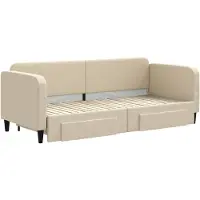 vidaXL Lit de jour extensible avec tiroirs Crème 80x200 cm Tissu