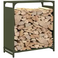 vidaXL Étagère à bois de chauffage vert olive 60x28x65 cm Acier laminé à froid