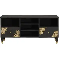 vidaXL : Meuble TV noir, 100 x 33 x 46 cm, en bois massif de manguier
