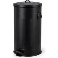 Relaxdays Poubelle , 40 litres, pour cuisine, avec seau intérieur amovible, pédale, système de fermeture en douceur, métal, poubelle rétro à pédale, noire