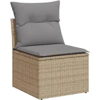vidaXL Ensemble de salon de jardin 6 pièces avec coussins Beige Poly Rattan