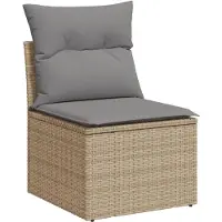 vidaXL Ensemble de salon de jardin 7 pièces avec coussins Beige Poly Rattan