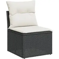 vidaXL Ensemble de jardin canapé 8 pièces avec coussins noir poly rotin