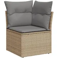 vidaXL Salon de jardin avec coussins 6 pcs beige résine tressée