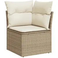 vidaXL Ensemble de salon de jardin 14 pièces avec coussins Beige Poly Rattan