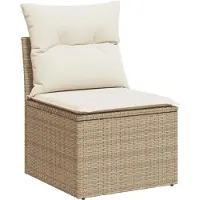 vidaXL Ensemble de salon de jardin 5 pièces avec coussins Beige Poly Rattan