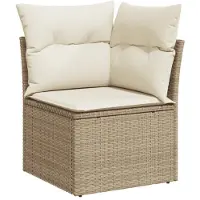 vidaXL Ensemble de salon de jardin 10 pièces avec coussins Beige Poly Rattan