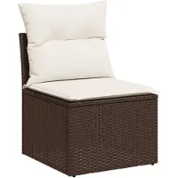 vidaXL Ensemble de 13 canapés de jardin avec coussins Marron Poly Rattan