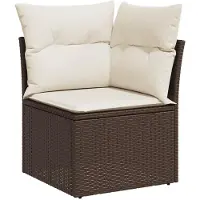vidaXL Ensemble de salon de jardin 4 pièces avec coussins Marron Poly Rattan