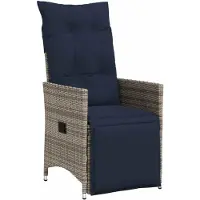 vidaXL Fauteuil de jardin Réglable avec coussin Gris Poly Rattan