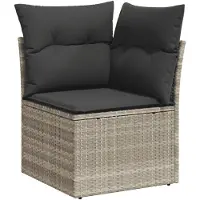 vidaXL Ensemble de salon de jardin 11 pièces avec coussins gris clair Poly rotin