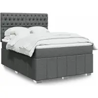vidaXL Lit boxspring avec matelas gris foncé 140x190 cm Tissu