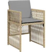 vidaXL Chaises de jardin avec coussins 4 pcs. Mélange de beige Poly Rattan