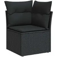 vidaXL Ensemble de salon de jardin 7 pièces avec coussins noir poly rotin