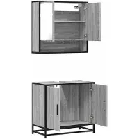 vidaXL Ensemble de meubles de salle de bain 2 pièces Gris Sonoma Bois composite
