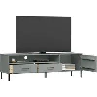 vidaXL Armoire TV OSLO avec pieds métalliques gris Pin massif