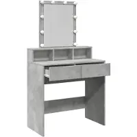 vidaXL Coiffeuse avec éclairage LED gris béton 80x41x144,5 cm