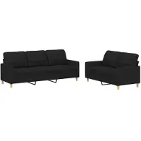 vidaXL Ensemble de canapés 2 pièces avec coussins Tissu noir
