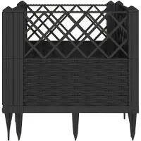 vidaXL Jardinière avec piquets noir 43,5x43,5x43,5 cm PP