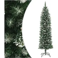 vidaXL Sapin de Noël artificiel mince avec support 210 cm PVC
