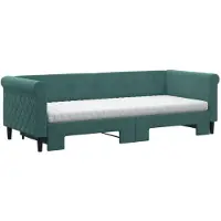 vidaXL Lit de jour extensible avec matelas Vert foncé 80x200 cm Velours