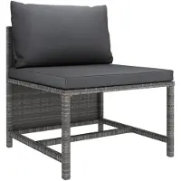 vidaXL Ensemble de salon de jardin 3 pièces avec coussins Gris Poly rotin