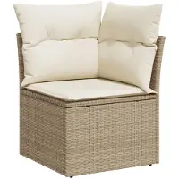vidaXL Ensemble de salon de jardin 10 pièces avec coussins Beige Poly Rattan