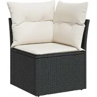 vidaXL Ensemble de salon de jardin 9 pièces avec coussins noir poly rotin