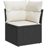 vidaXL Ensemble de salon de jardin 7 pièces avec coussins noir poly rotin