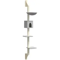vidaXL Arbre à chat avec colonne griffoir montage mural gris clair 187 cm