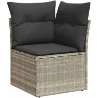 vidaXL Ensemble de salon de jardin 9 pièces avec coussins gris clair Poly rotin