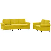 vidaXL Ensemble de canapés 2 pièces avec coussins Velours jaune