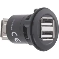 TRU COMPONENTS Embases 2 x USB femelle type A vers 2 x USB femelle type A, Câble + prise électronique, Noir