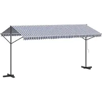 vidaXL Store autoportant bleu et blanc 500x300 cm Tissu et acier