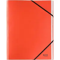 Leitz Chemise à rabats Recycle, A4, 12 compartiments avec onglets vierges, sommaire, fermeture élastique, 100 % recyclable, carton, rouge