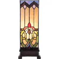 Clayre & Eef Lampe de table Tiffany 17x17x44 cm Beige Bleu Verre