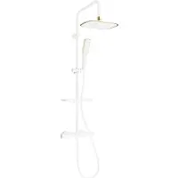 Mexen KT49 ensemble de douche apparent avec pomme de douche et robinet thermostatique, blanc/or - 771504993-25