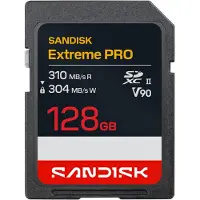 SanDisk Carte SD Extreme PRO UHS-II V90 - 128 Go, 128 Go, SDXC, 310 Mo/s, 304 Mo/s, V90, Noir