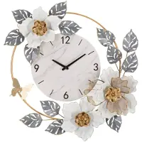 Mauro Ferretti Horloge murale fleurs 64x8x64 cm blanc gris