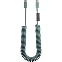 Native Union , câble spiralé USB-C vers USB-C 60 W, 2,4 m, série POP, recharge rapide, vert sauge