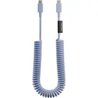 Native Union , câble en spirale USB-C vers USB-C extensible, charge rapide PD 60W, couleur bleu ciel
