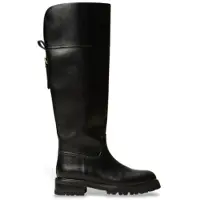 Twinset pour femme. 262TGT140 Bottes hautes en cuir avec sangle noire (39), 3 à 5 cm, Aucun, Casuel