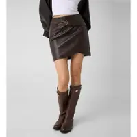 GUESS pour femme. W6BD27W4251 Mini-jupe Lucia avec boucle logo marron (S), Casuel, Fête, Polyuréthane