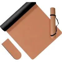 Relaxdays Tapis de yoga , épaisseur 5 mm, 68 x 183 cm, avec sangle de transport, antidérapant, en PU, tapis de sport pour yoga, Pilates et fitness, couleur marron