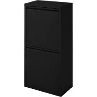 Relaxdays Poubelle , 3 compartiments, 18 litres (2 x 11 litres), à rabattre, avec bacs intérieurs amovibles, en métal, à poser ou à fixer au mur, de couleur noire