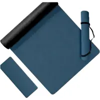 Relaxdays Tapis de yoga , épaisseur 5 mm, 68 x 183 cm, avec sangle de transport, antidérapant, en PU, tapis de sport pour yoga, Pilates et fitness, couleur bleu foncé