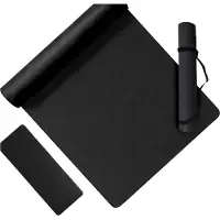 Relaxdays Tapis de yoga , épaisseur 5 mm, 68 x 183 cm, avec sangle de transport, antidérapant, en PU, tapis de sport pour yoga, Pilates et fitness, couleur noire